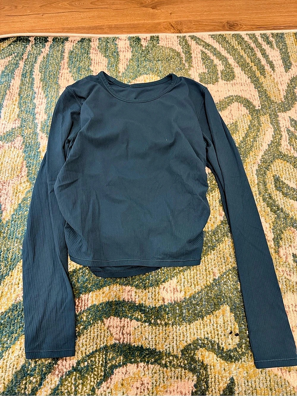 All It Takes Ribbed Nulu Long-Sleeve Shirt Ribbed Long-Sleeve Shirt in Blue Size